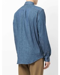 dunkelblaue bedruckte Shirtjacke aus Jeans von Paul Smith