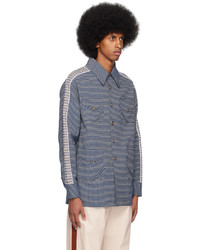 dunkelblaue bedruckte Shirtjacke von Ahluwalia
