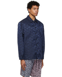 dunkelblaue bedruckte Shirtjacke von Versace