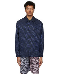 dunkelblaue bedruckte Shirtjacke von Versace