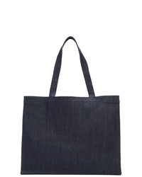 dunkelblaue bedruckte Shopper Tasche aus Jeans von A.P.C.