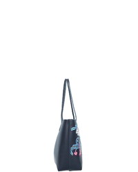 dunkelblaue bedruckte Shopper Tasche aus Leder von Desigual