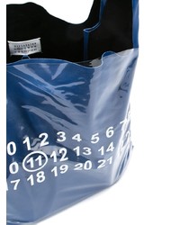 dunkelblaue bedruckte Shopper Tasche aus Leder von Maison Margiela