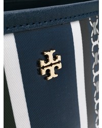 dunkelblaue bedruckte Shopper Tasche aus Leder von Tory Burch