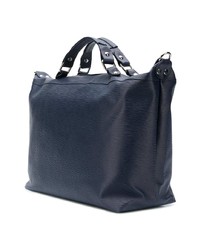 dunkelblaue bedruckte Shopper Tasche aus Leder von Marc Ellis