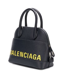 dunkelblaue bedruckte Shopper Tasche aus Leder von Balenciaga