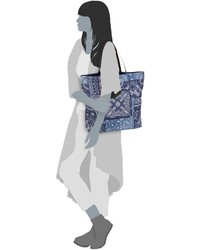 dunkelblaue bedruckte Shopper Tasche aus Segeltuch von Anokhi