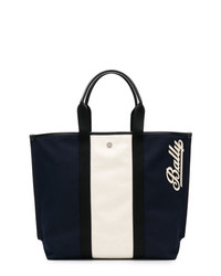 dunkelblaue bedruckte Shopper Tasche aus Segeltuch von Bally