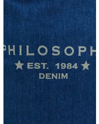 dunkelblaue bedruckte Shopper Tasche aus Segeltuch von Philosophy di Lorenzo Serafini