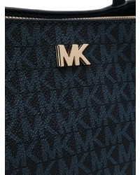 dunkelblaue bedruckte Shopper Tasche aus Segeltuch von MICHAEL Michael Kors