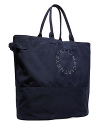dunkelblaue bedruckte Shopper Tasche aus Segeltuch von Stella McCartney