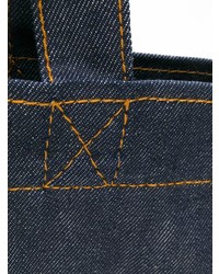 dunkelblaue bedruckte Shopper Tasche aus Segeltuch von A.P.C.