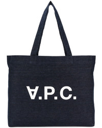 dunkelblaue bedruckte Shopper Tasche von A.P.C.