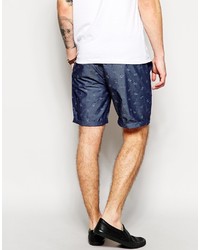 dunkelblaue bedruckte Shorts von Asos