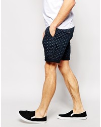 dunkelblaue bedruckte Shorts von Asos