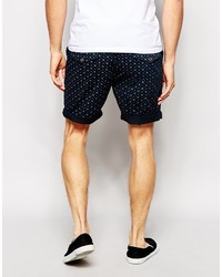 dunkelblaue bedruckte Shorts von Asos