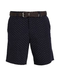 dunkelblaue bedruckte Shorts von Burton Menswear London