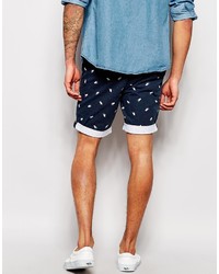 dunkelblaue bedruckte Shorts