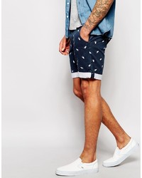 dunkelblaue bedruckte Shorts