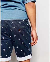 dunkelblaue bedruckte Shorts