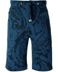 dunkelblaue bedruckte Shorts von Etro