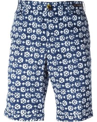 dunkelblaue bedruckte Shorts von Pt01