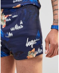 dunkelblaue bedruckte Shorts von Hype