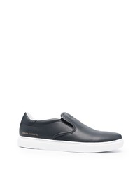 dunkelblaue bedruckte Slip-On Sneakers aus Leder von Armani Exchange