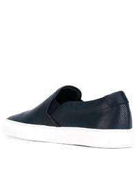 dunkelblaue bedruckte Slip-On Sneakers aus Leder von Common Projects