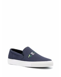 dunkelblaue bedruckte Slip-On Sneakers aus Segeltuch von Kenzo