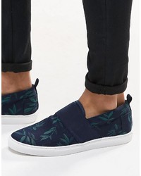dunkelblaue bedruckte Slip-On Sneakers