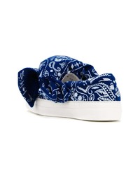 dunkelblaue bedruckte Slip-On Sneakers von Joshua Sanders