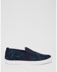 dunkelblaue bedruckte Slip-On Sneakers von Asos