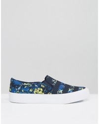 dunkelblaue bedruckte Slip-On Sneakers von Asos