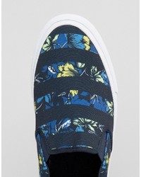 dunkelblaue bedruckte Slip-On Sneakers von Asos