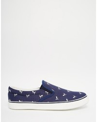 dunkelblaue bedruckte Slip-On Sneakers von Brave Soul