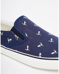 dunkelblaue bedruckte Slip-On Sneakers von Brave Soul