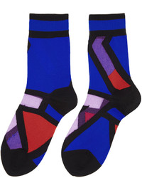 dunkelblaue bedruckte Socken von Issey Miyake