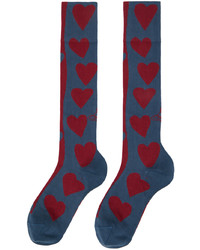 dunkelblaue bedruckte Socken von Vivienne Westwood