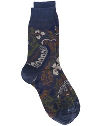 dunkelblaue bedruckte Socken von Etro