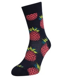 dunkelblaue bedruckte Socken von Happy Socks