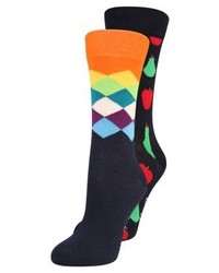 dunkelblaue bedruckte Socken von Happy Socks
