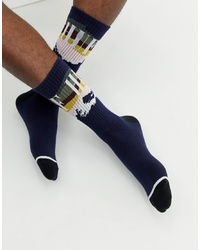 dunkelblaue bedruckte Socken von HUF