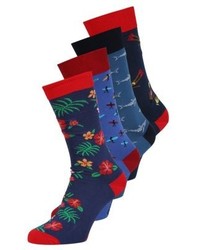 dunkelblaue bedruckte Socken von Jimmy Lion
