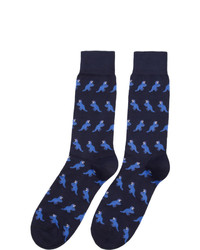 dunkelblaue bedruckte Socken von Ps By Paul Smith