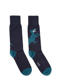 dunkelblaue bedruckte Socken von Ps By Paul Smith