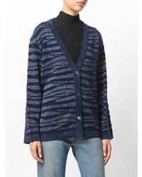 dunkelblaue bedruckte Strickjacke mit einer offenen Front von Allude