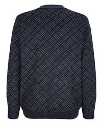 dunkelblaue bedruckte Strickjacke von ROGER KENT