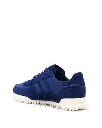 dunkelblaue bedruckte Wildleder niedrige Sneakers von Y-3