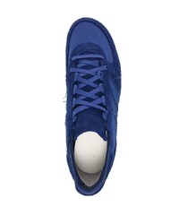 dunkelblaue bedruckte Wildleder niedrige Sneakers von Y-3